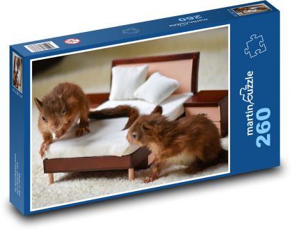Wiewiórki - młode, zwierzęta - Puzzle 260 elementów, rozmiar 41x28,7 cm