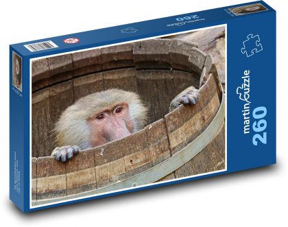 Małpa - pawian, zwierzę - Puzzle 260 elementów, rozmiar 41x28,7 cm