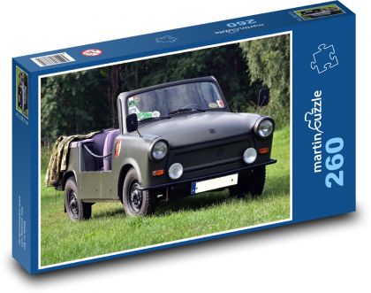 Auto - zelený Trabant Tramp - Puzzle 260 dílků, rozměr 41x28,7 cm