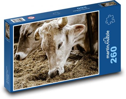 Krávy - stodola, farma - Puzzle 260 dílků, rozměr 41x28,7 cm