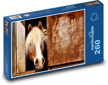 Hnědý kůň - koňská stáj - Puzzle 260 dílků, rozměr 41x28,7 cm