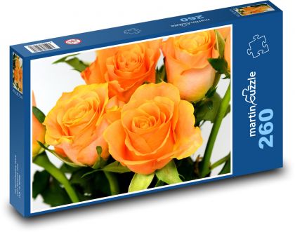 Oranžové růže - květiny, zahrada - puzzle 260 dílků