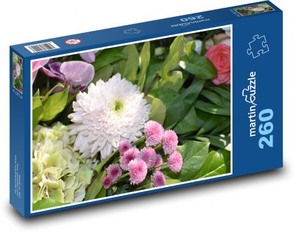 Hydrangeas - chrysanthemum, bouquets - Puzzle 260 pieces, size 41x28.7 cm 