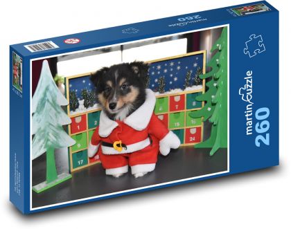 Pes - Vánoční kostým, štěně - Puzzle 260 dílků, rozměr 41x28,7 cm