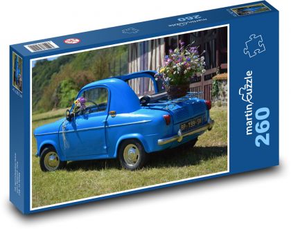 Blue small car - Puzzle 260 pieces, size 41x28.7 cm 