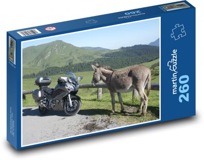 Motorcycle and donkey - Puzzle 260 pieces, size 41x28.7 cm 