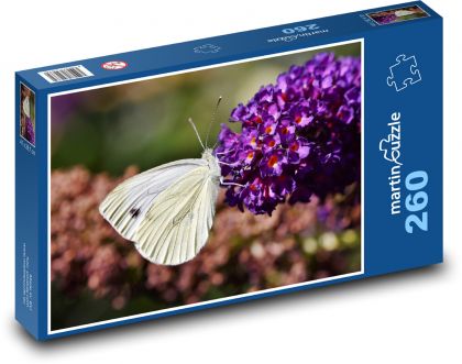 White butterfly - flower, wings - Puzzle 260 pieces, size 41x28.7 cm 