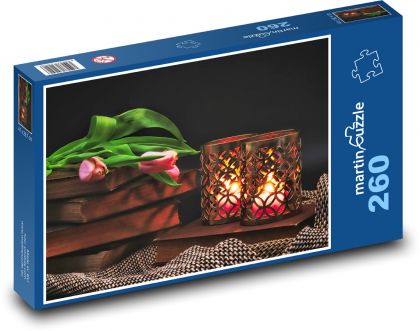 Tulips - candle, spring - Puzzle 260 pieces, size 41x28.7 cm 