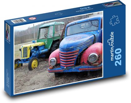 Auto - traktor, nákladní auto - Puzzle 260 dílků, rozměr 41x28,7 cm