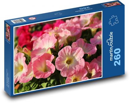 Petůnie - růžový květ, jaro - Puzzle 260 dílků, rozměr 41x28,7 cm