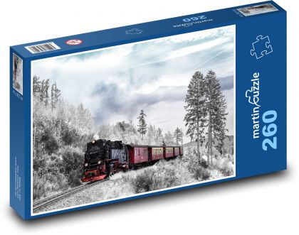 Vlak - zima, krajina - Puzzle 260 dílků, rozměr 41x28,7 cm