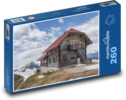 Chata - hory, sneh - Puzzle 260 dielikov, rozmer 41x28,7 cm