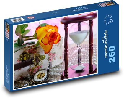 Hourglass - time, rose - Puzzle 260 pieces, size 41x28.7 cm 
