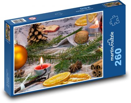 Candle - Christmas. decoration - Puzzle 260 pieces, size 41x28.7 cm 