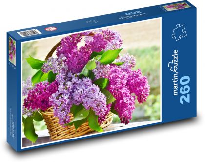 Lilac - flower basket, spring - Puzzle 260 pieces, size 41x28.7 cm 