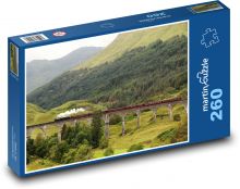 Skotsko - parní vlak, krajina Puzzle 260 - 41x28,7 cm