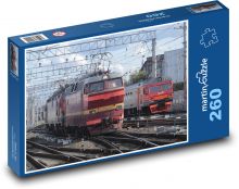Lokomotíva - vlaková stanica, železnica Puzzle 260 dielikov - 41 x 28,7 cm