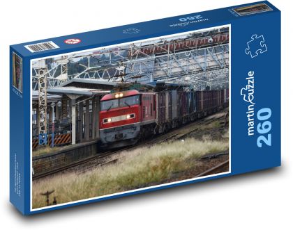 Vlakové nádraží - nákladní vlak - Puzzle 260 dílků, rozměr 41x28,7 cm