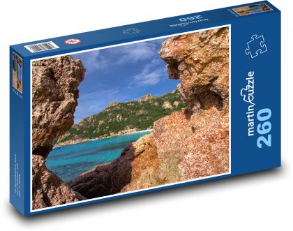 Korsika - moře, pláž - Puzzle 260 dílků, rozměr 41x28,7 cm