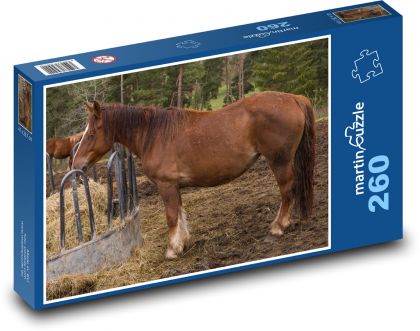 Hnědý kůň - farma, venkov - Puzzle 260 dílků, rozměr 41x28,7 cm