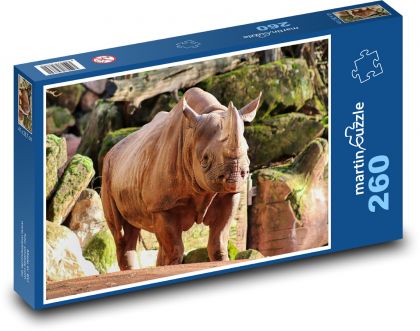 Rhinoceros in the zoo - big animal, nature - Puzzle 260 pieces, size 41x28.7 cm 