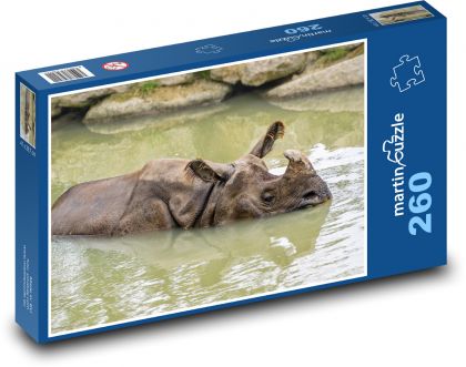 Nosorožec vo vode  - Puzzle 260 dielikov, rozmer 41x28,7 cm