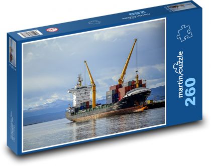 Port - crane, ship - Puzzle 260 pieces, size 41x28.7 cm 