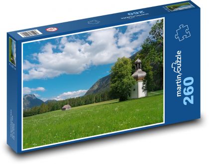 Wiese, Kapelle, Landschaft - Puzzle - 260 Teile