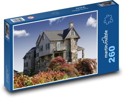 Kamienny dom - budownictwo, natura - Puzzle 260 elementów, rozmiar 41x28,7 cm