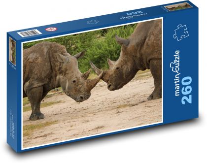 Nosorožec - zvíře, roh - Puzzle 260 dílků, rozměr 41x28,7 cm