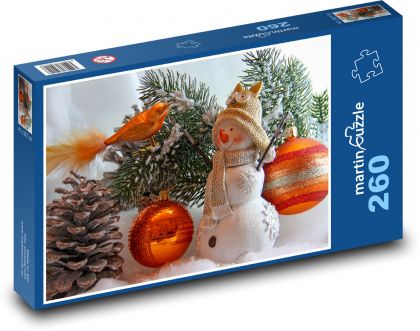 Christmas - snowman, decoration - Puzzle 260 pieces, size 41x28.7 cm 