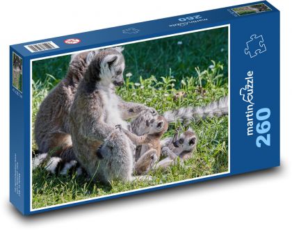Lemur - opice, mláďatá - Puzzle 260 dielikov, rozmer 41x28,7 cm