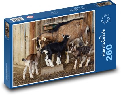 Kozy - dzieci, zwierzęta - Puzzle 260 elementów, rozmiar 41x28,7 cm