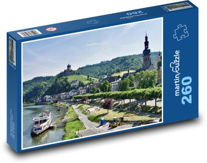 Hrad - dedina, loď - Puzzle 260 dielikov, rozmer 41x28,7 cm