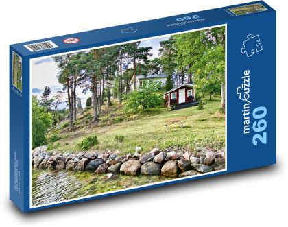 Houses - hill, river - Puzzle 260 pieces, size 41x28.7 cm 