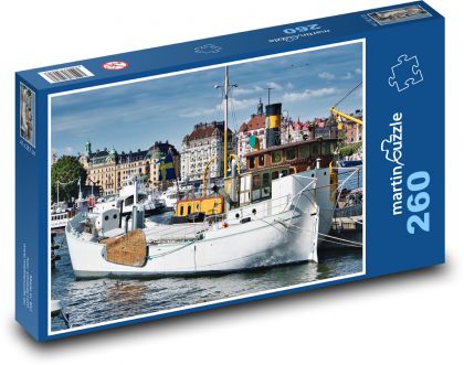 Loď - přístav, Stockholm - Puzzle 260 dílků, rozměr 41x28,7 cm