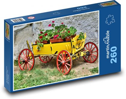 Vozík - dekorace, květiny - puzzle 260 dílků