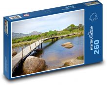 Dřevěný most - řeka, příroda Puzzle 260 dílků - 41 x 28,7 cm