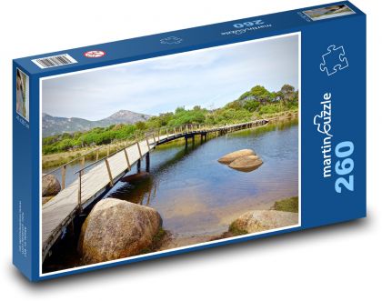 Drevený most - rieka, príroda - Puzzle 260 dielikov, rozmer 41x28,7 cm