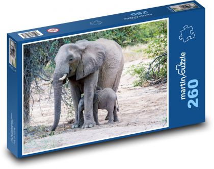 Sloni - matka a mládě - Puzzle 260 dílků, rozměr 41x28,7 cm
