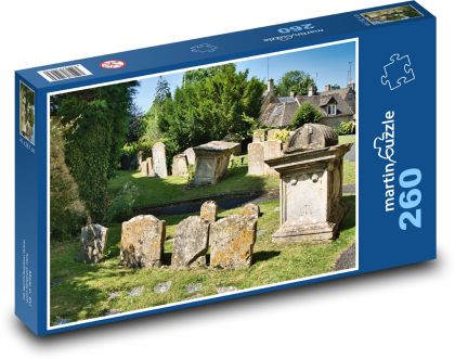 Cintorín - hroby, stredové náhrobky - Puzzle 260 dielikov, rozmer 41x28,7 cm