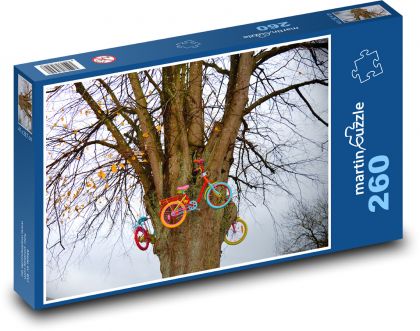 Drzewo - koła, dekoracja - Puzzle 260 elementów, rozmiar 41x28,7 cm