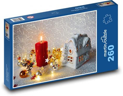 Vianočná sviečka - vianoce, dekorácie - Puzzle 260 dielikov, rozmer 41x28,7 cm