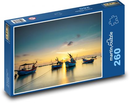 Sunset - boats, port - Puzzle 260 pieces, size 41x28.7 cm 