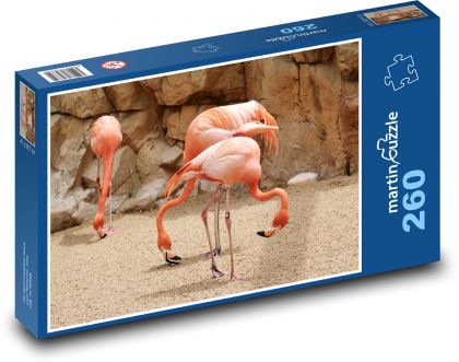 Plameňáci - ptáci, zoo - Puzzle 260 dílků, rozměr 41x28,7 cm
