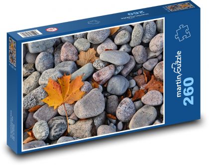 Kameny - podzim, list - Puzzle 260 dílků, rozměr 41x28,7 cm