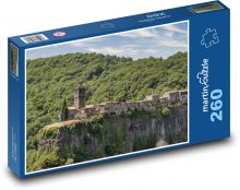 Castellfollit skály - Španělsko, kostel Puzzle 260 dílků - 41 x 28,7 cm