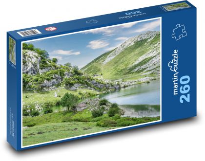 Jezero - hora, příroda - puzzle 260 dílků