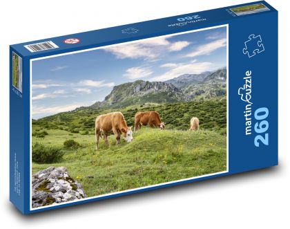 Krávy - pastvina, hora - Puzzle 260 dílků, rozměr 41x28,7 cm