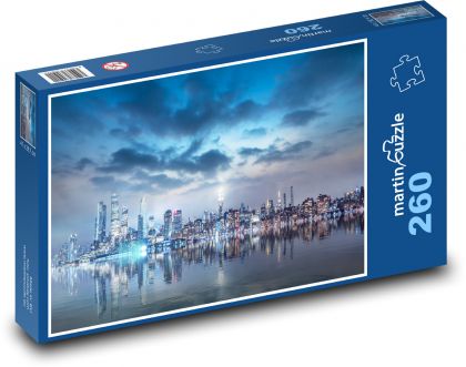 Landschaft - Stadt bei Nacht, Wolken - Puzzle - 260 Teile